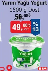 DOST YARIM YAĞLI YOĞURT 1,5 L